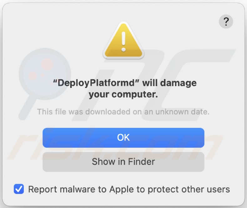 Pop-up adware DeployPlatform visualizzato prima dell'installazione
