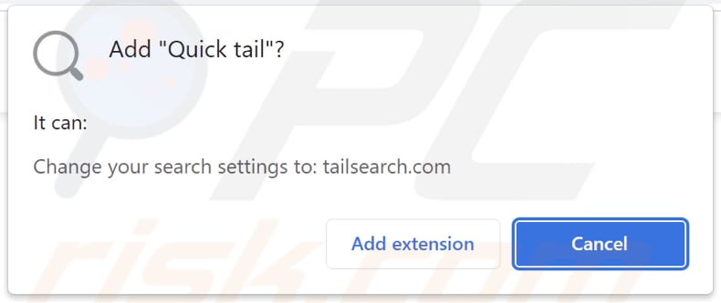 Autorizzazioni richieste dal dirottatore del browser Quick Tail