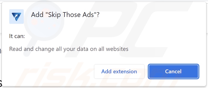 Skip those Ads adware che richiede autorizzazioni