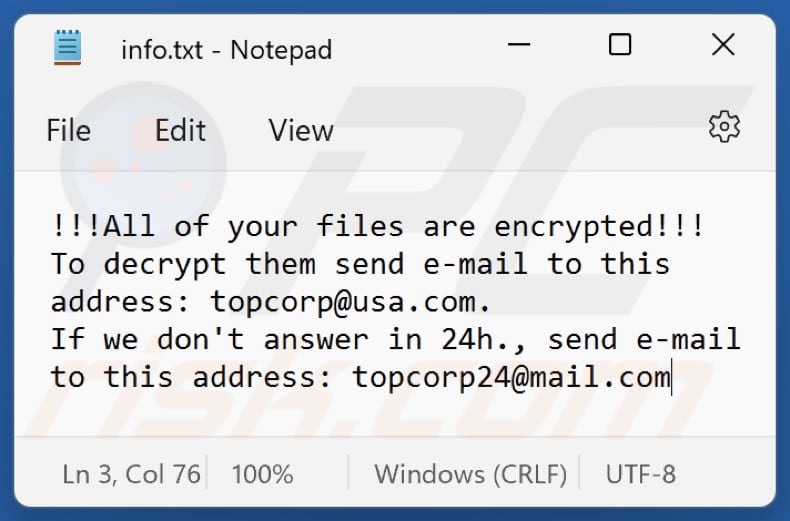 Screenshot del file di testo di Top (file 