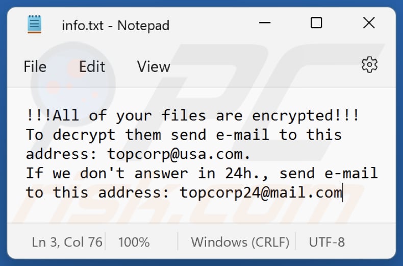 Screenshot del file di testo di Top (file 