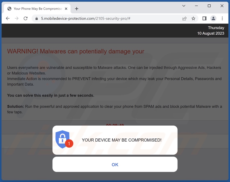 YOUR DEVICE MAY BE COMPROMISED truffa