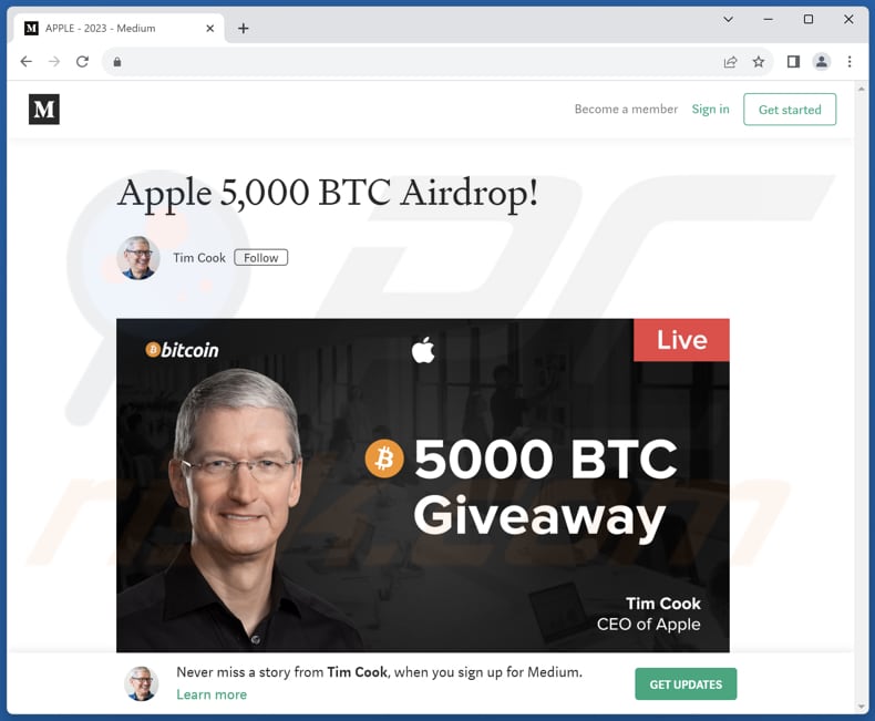 Apple Crypto Giveaway truffa