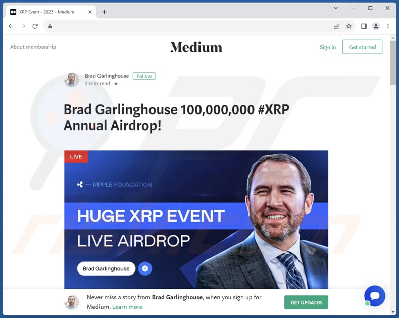 Brad Garlinghouse Crypto Giveaway truffa