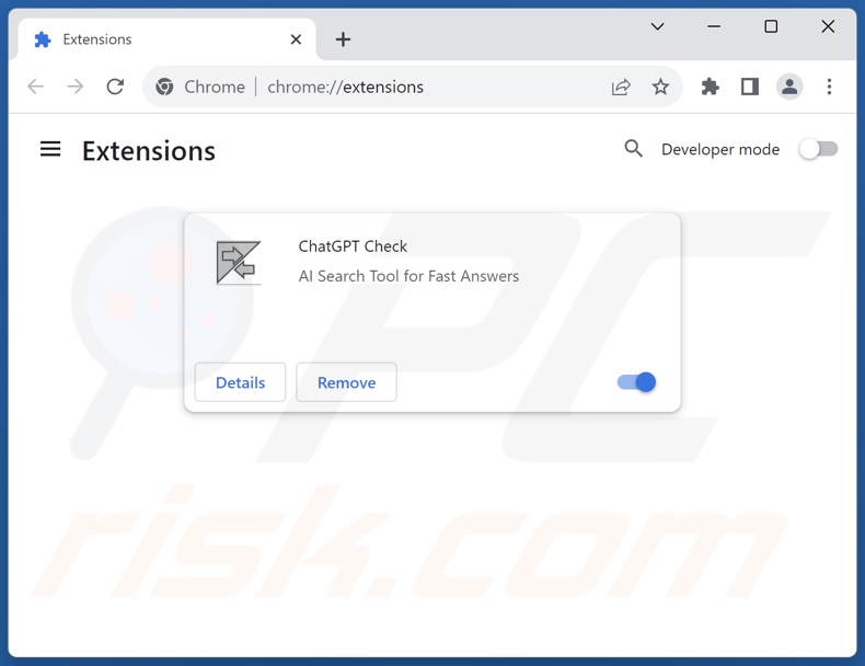 Rimozione delle estensioni di Google Chrome correlate a chatcheckext.com