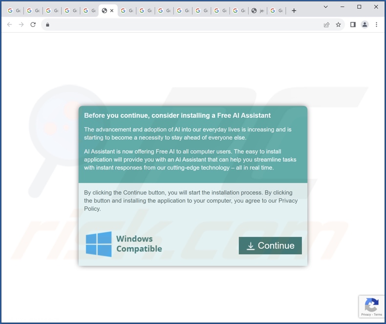 Sito web che promuove un programma di installazione contenente il dirottatore del browser ChatGPT Check
