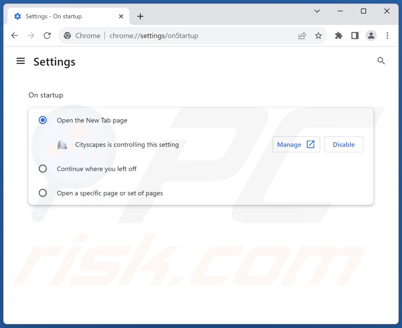 Rimozione di schcm.com dalla home page di Google Chrome