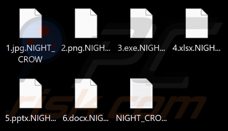 File crittografati dal ransomware NIGHT CROW (estensione .NIGHT_CROW)