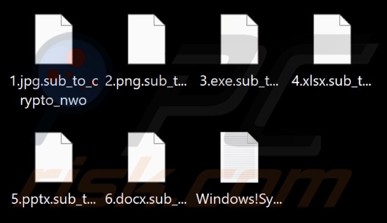 File crittografati dal ransomware NWOransom (estensione .sub_to_crypto_nwo)
