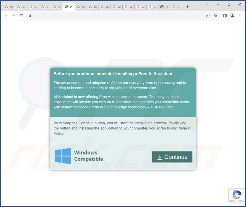 Screenshot del sito Web utilizzato per promuovere un programma di installazione contenente il dirottatore del browser NXD Fix