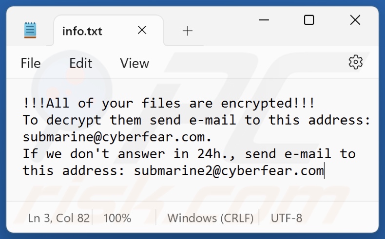 Screenshot del file di testo di S4b (info.txt)