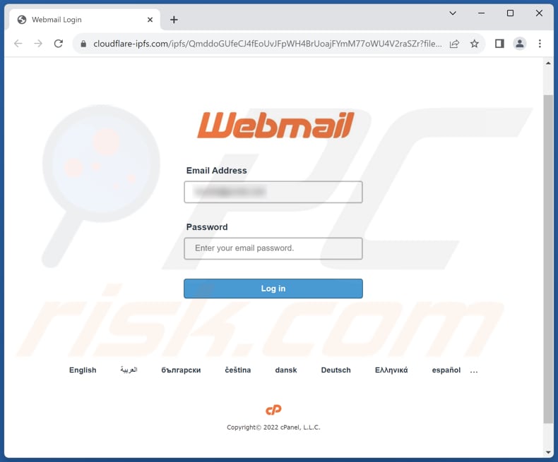 Screenshot del sito Web di phishing promosso tramite questa email Switch To New Version 