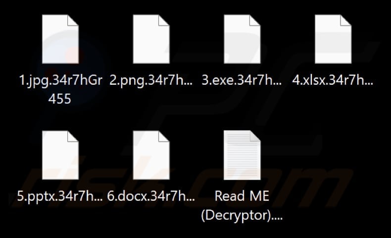 File crittografati dal ransomware EARTH GRASS (estensione .34r7hGr455)