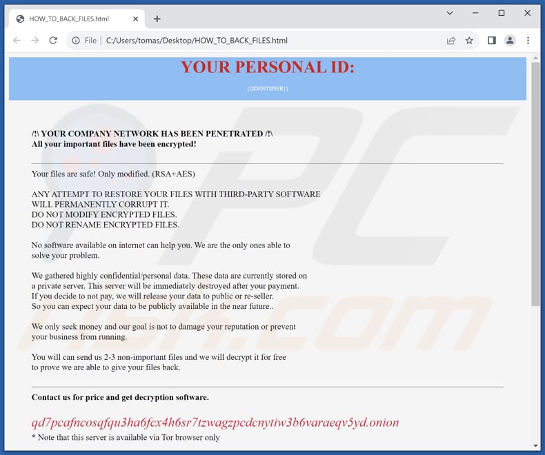 Screenshot del file HTML di Hazard (HOW_TO_BACK_FILES.html)