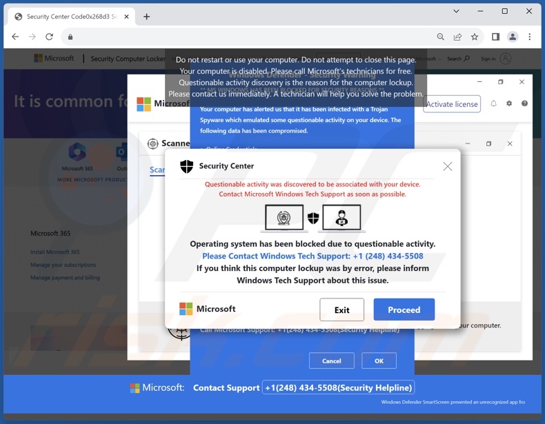 Operating System Blocked Due To Questionable Activity truffa