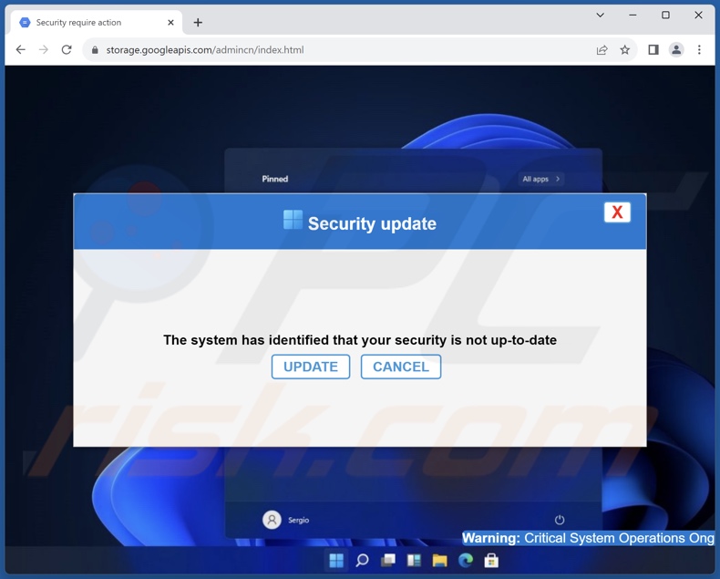 Your Security Is Not Up-To-Date truffa