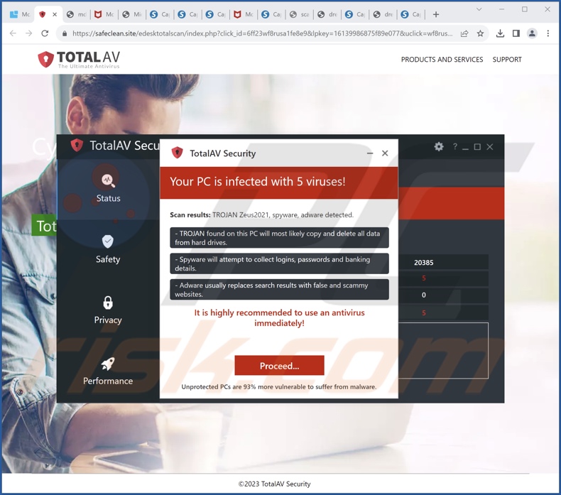 TotalAV Security - Your PC Is Infected With 5 Viruses! truffa