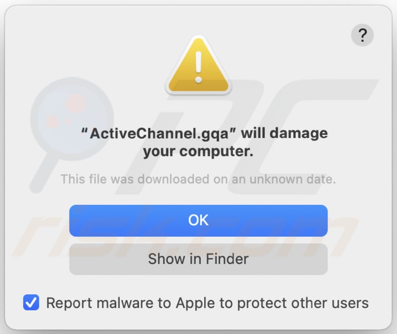 Un messaggio che appare prima di installare l'adware ActiveChannel