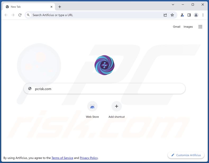 Artificius browser homepage