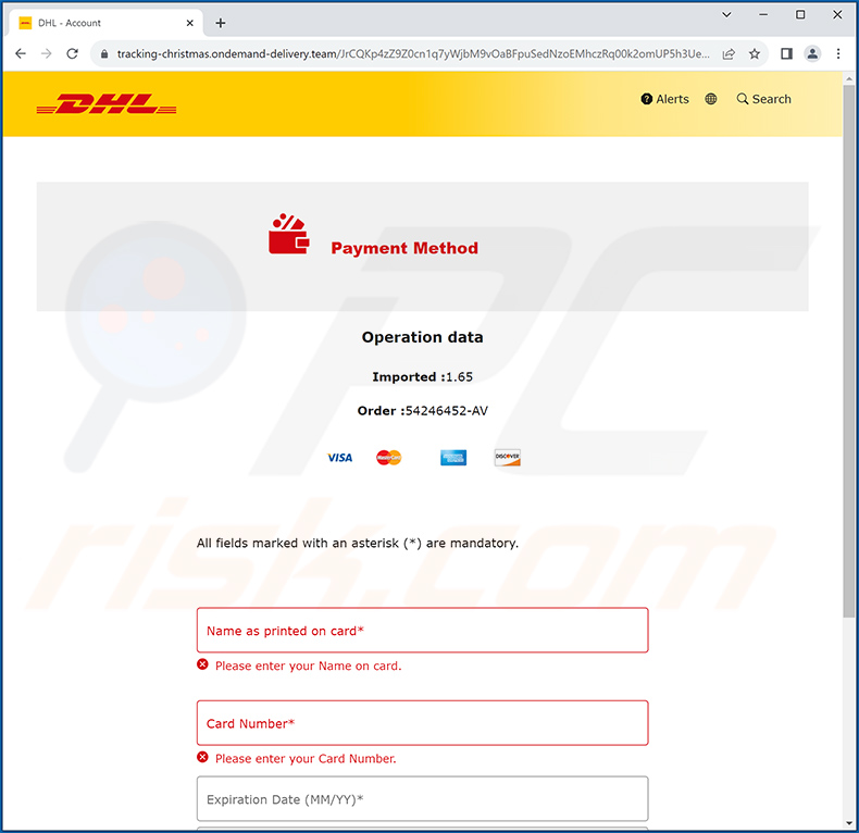 Sito di phishing promosso tramite truffa via email DHL Unpaid Duty (pagina 2)