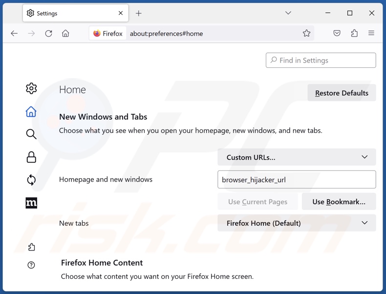 Modifica della home page di Mozilla Firefox