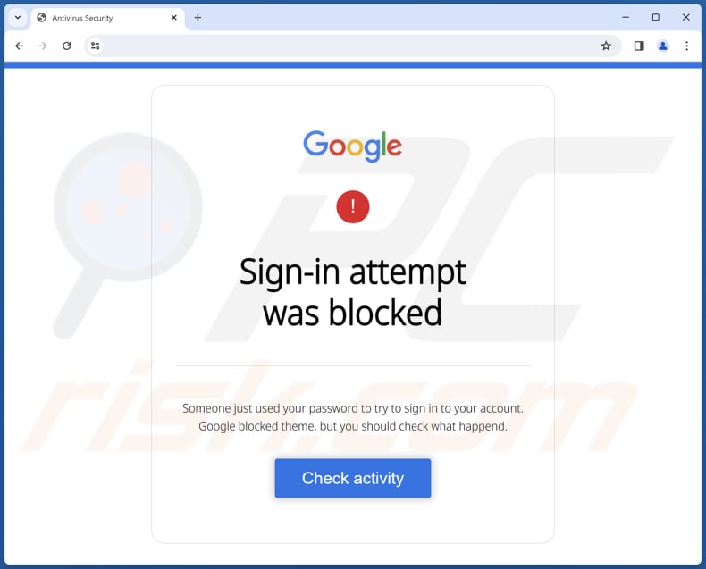 Google - Sign-in Attempt Was Blocked truffa