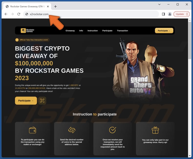 Grand Theft Auto (GTA) VI Truffa giveaway di criptovalute