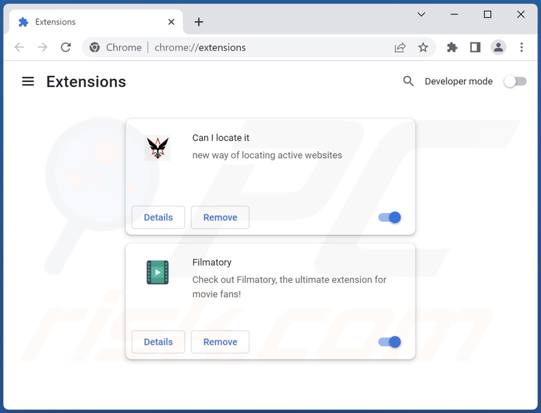 Rimozione delle estensioni del browser indesiderate da Google Chrome step 2