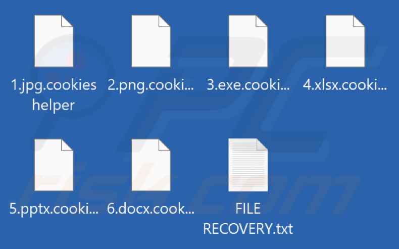 File crittografati dal ransomware CookiesHelper (estensione .cookieshelper)