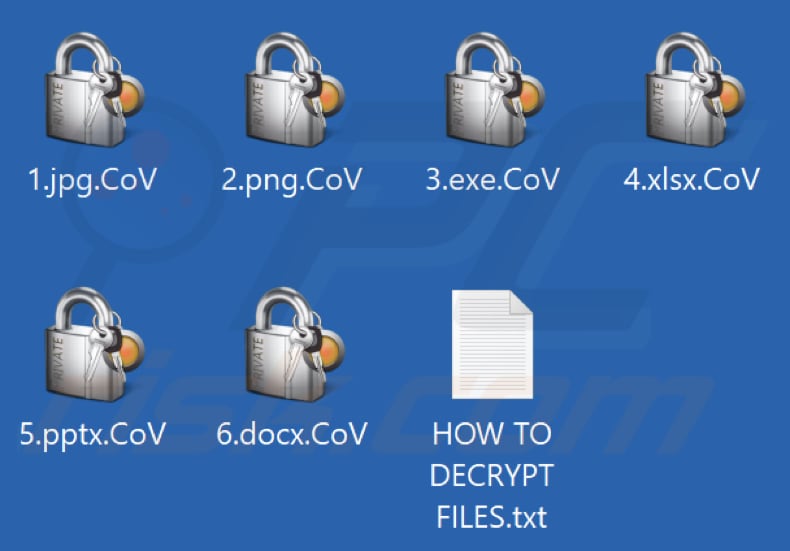 File crittografati dal ransomware CoV (estensione .CoV)