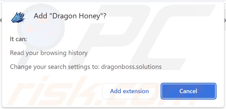 Autorizzazioni richieste dal dirottatore del browser Dragon Honey