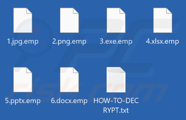 File crittografati da Empire ransomware (estensione .emp)