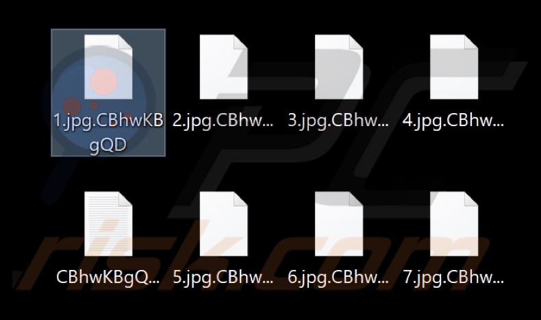 File crittografati dal ransomware Kasseika (estensione composta da una stringa di caratteri casuali)