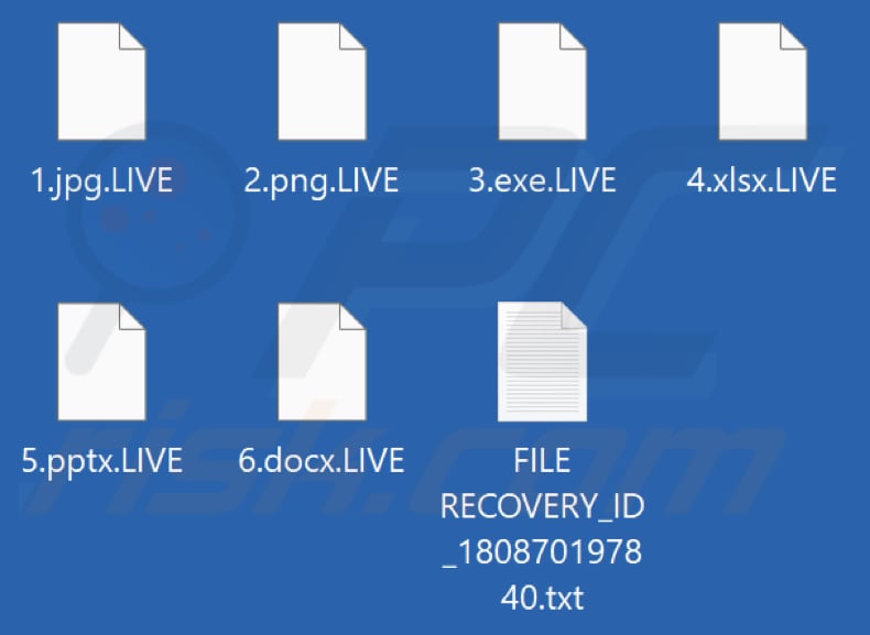 File crittografati dal ransomware LIVE TEAM (estensione .LIVE)