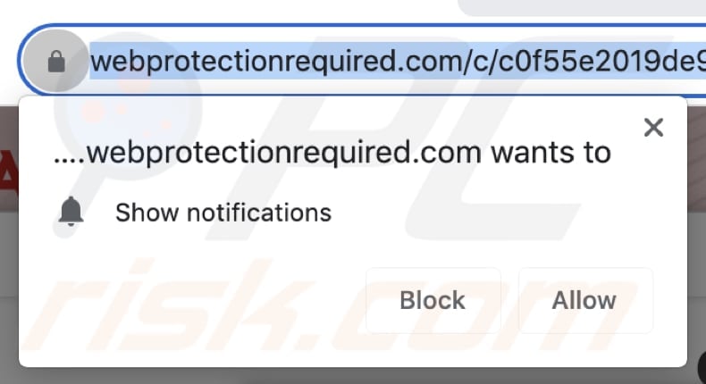 MacOS Is Infected - Virus Found Notification Richiedi di mostrare le notifiche da un sito web su Google Chrome