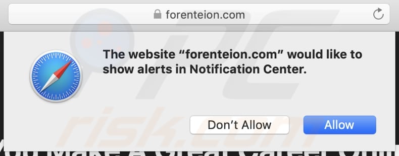 MacOS Is Infected - Virus Found Notification Richiesta di mostrare le notifiche da un sito Web su Safari: