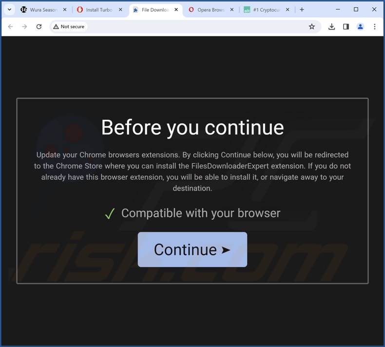 Screenshot di un sito Web che promuove il dirottatore del browser Mycool search