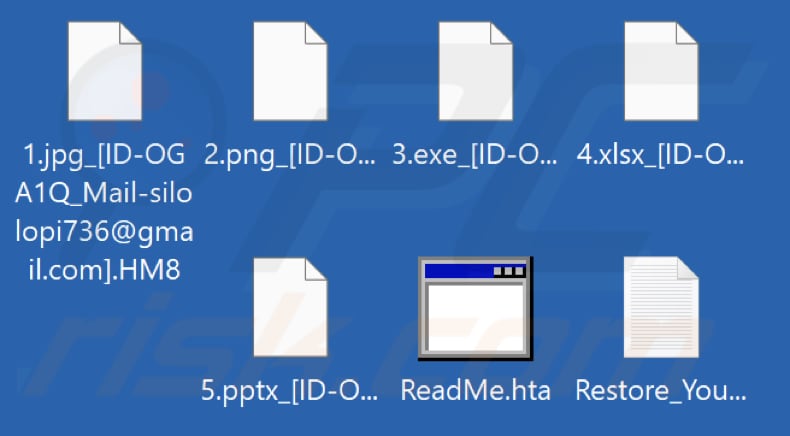 File crittografati dal ransomware RCRU64 (estensione .HM8)
