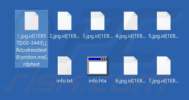 File crittografati dal ransomware Rdptest (estensione .rdptest)