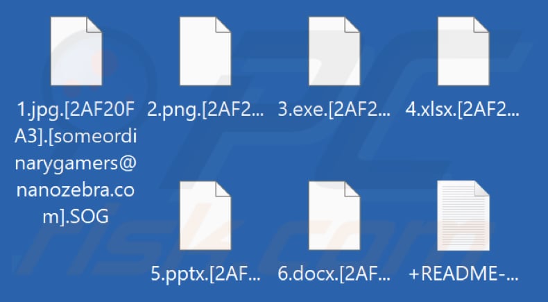 File crittografati dal ransomware SomeOrdinaryGamers Mutahar (estensione .SOG)