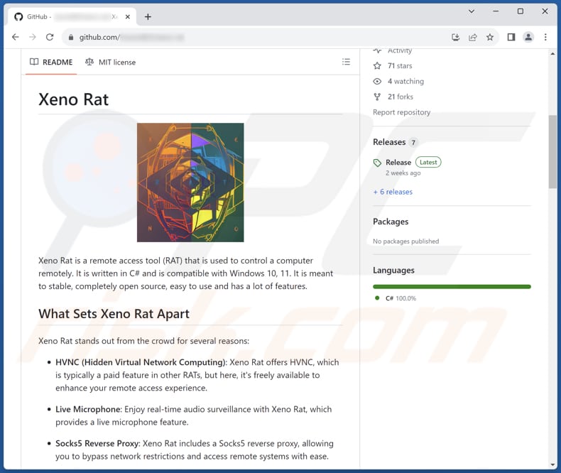 Xeno RAT su GitHub