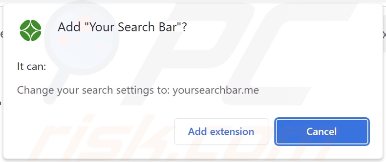 Autorizzazioni richieste dal dirottatore del browser Your Search Bar