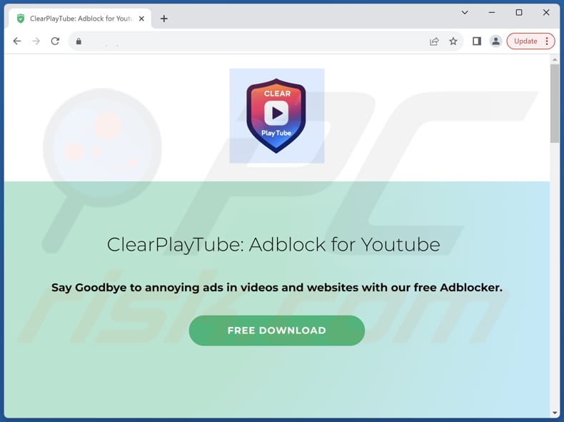 Sito web che promuove l'applicazione Clear Play Tube