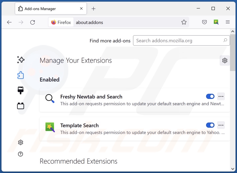 Rimozione delle estensioni di Mozilla Firefox correlate a finditquicksearch.com