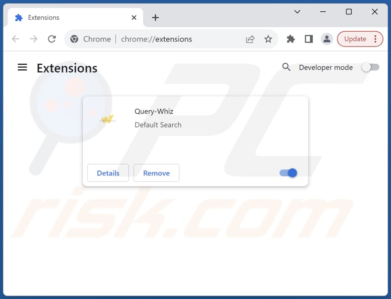 Rimozione delle estensioni di Google Chrome correlate a query-whiz.com