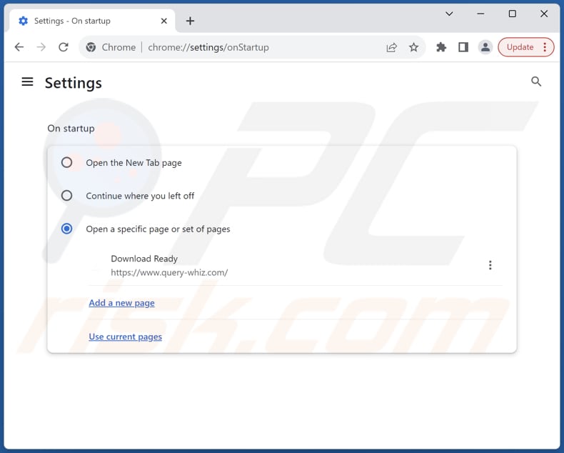 Rimozione di query-whiz.com dalla homepage di Google Chrome
