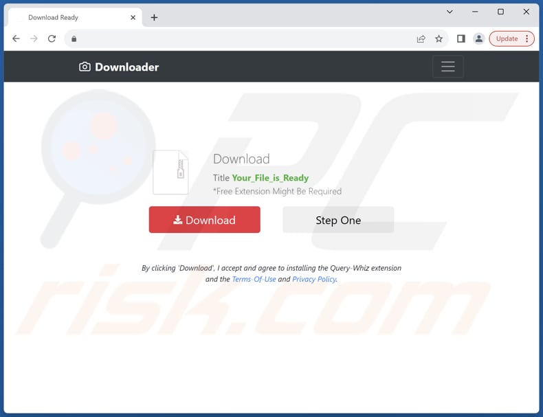 Sito web utilizzato per promuovere il dirottatore del browser Query-Whiz