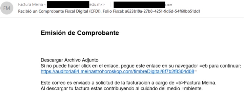 Screenshot di un'email spam che diffonde il ladro TimbreStealer (fonte immagine – Cisco Talos)