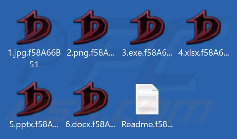 File crittografati dal ransomware DoNex (ID della vittima come estensione)