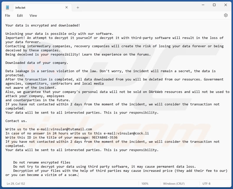 Screenshot del file di testo di Dzen (